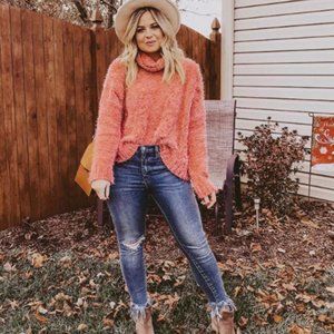 Jack by BB Dakota Pink Chenille Turtleneck Sweater